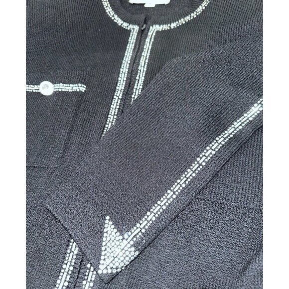 St. John By Marie Gray Knit Jumpsuit with Crystal Embellished Detail Black SZ 8 - Picture 7 of 9